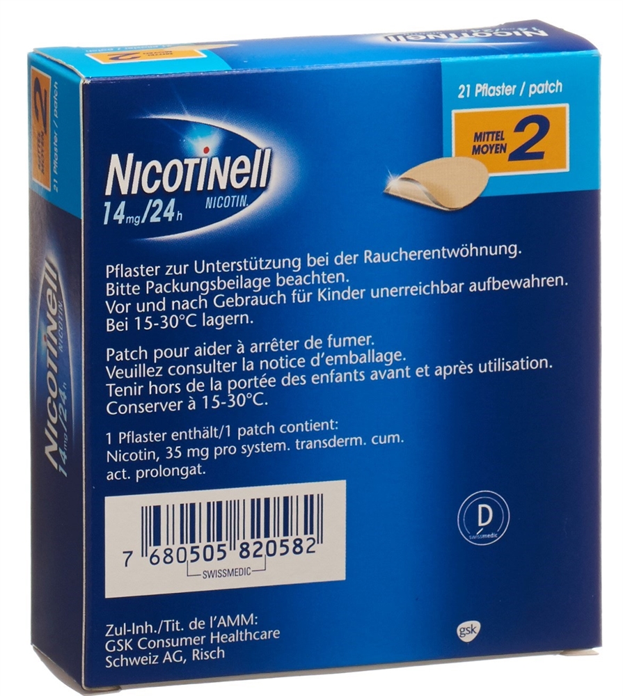 NICOTINELL 2 mittel 14 mg/24h, Bild 2 von 2