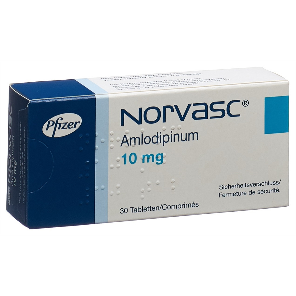 NORVASC cpr 10 mg blist 30 pce, image principale NORVASC cpr 10 mg blist 30 pce, image principale