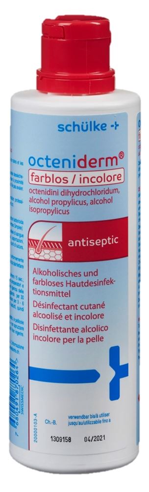 OCTENIDERM sol incolore avec couvercle fl 250 ml, image principale OCTENIDERM sol incolore avec couvercle fl 250 ml, image principale