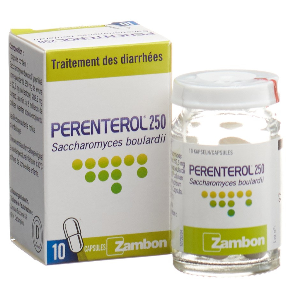 PERENTEROL caps 250 mg fl verre 10 pce, image 3 sur 5