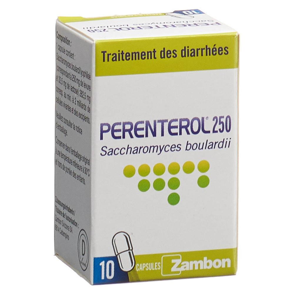 PERENTEROL caps 250 mg fl verre 10 pce, image 4 sur 5