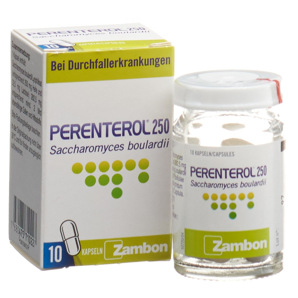 PERENTEROL caps 250 mg fl verre 10 pce