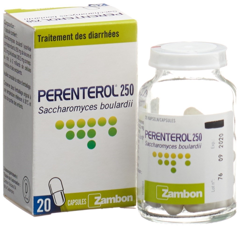 PERENTEROL caps 250 mg fl verre 20 pce, image 3 sur 5