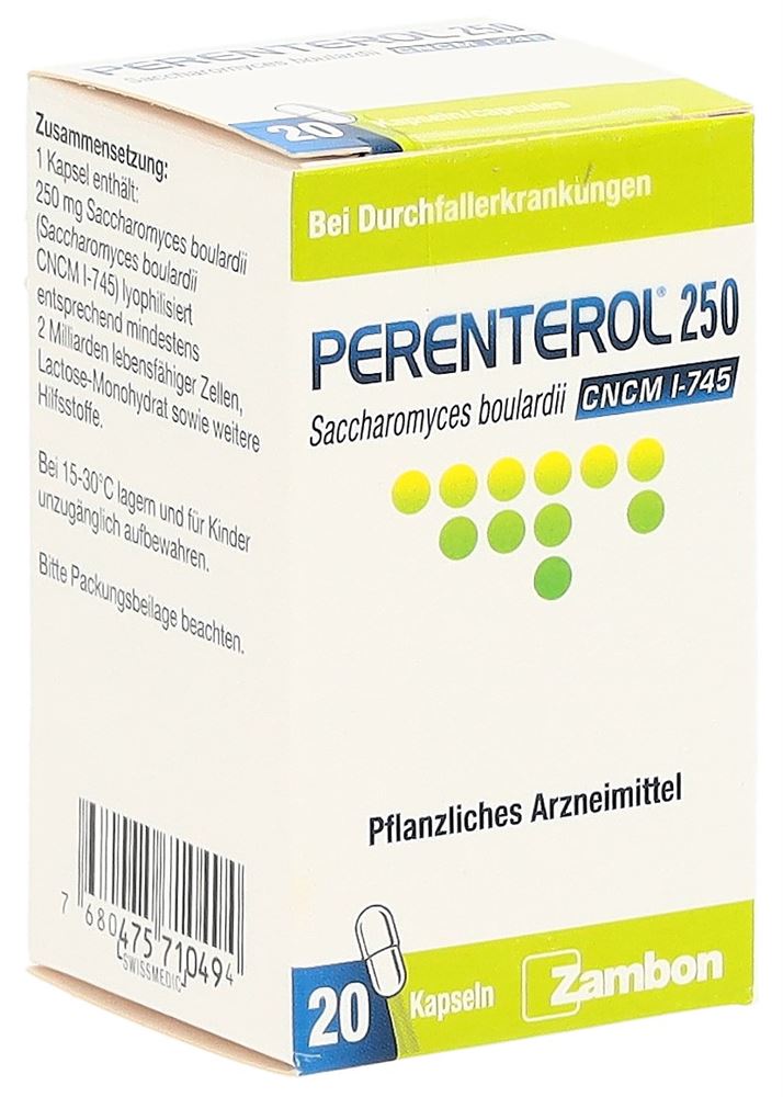 PERENTEROL caps 250 mg fl verre 20 pce, image principale