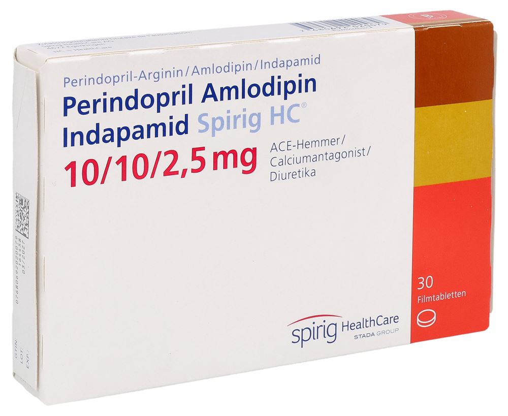 PERINDOPRIL AMLODIPIN INDAPAMID Spirig HC, image principale PERINDOPRIL AMLODIPIN INDAPAMID Spirig HC, image principale