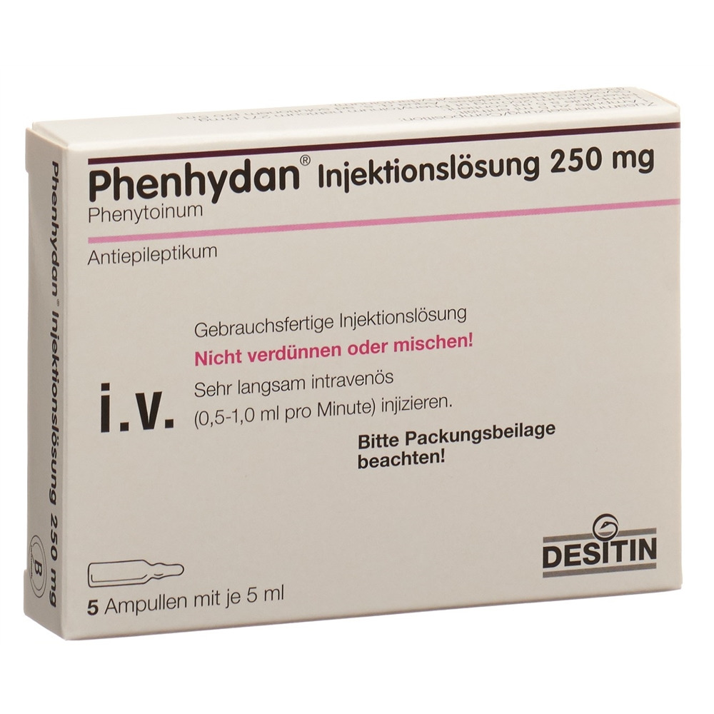 PHENHYDAN Inj Lös 250 mg/5ml i.v. Amp 5 ml, Hauptbild