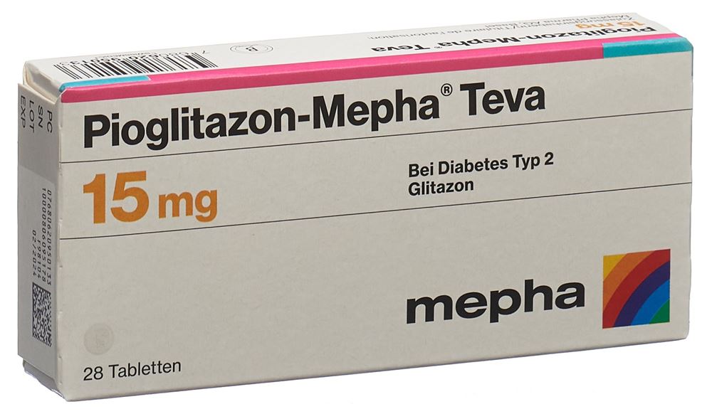 PIOGLITAZONE Mepha Teva 15 mg, Hauptbild