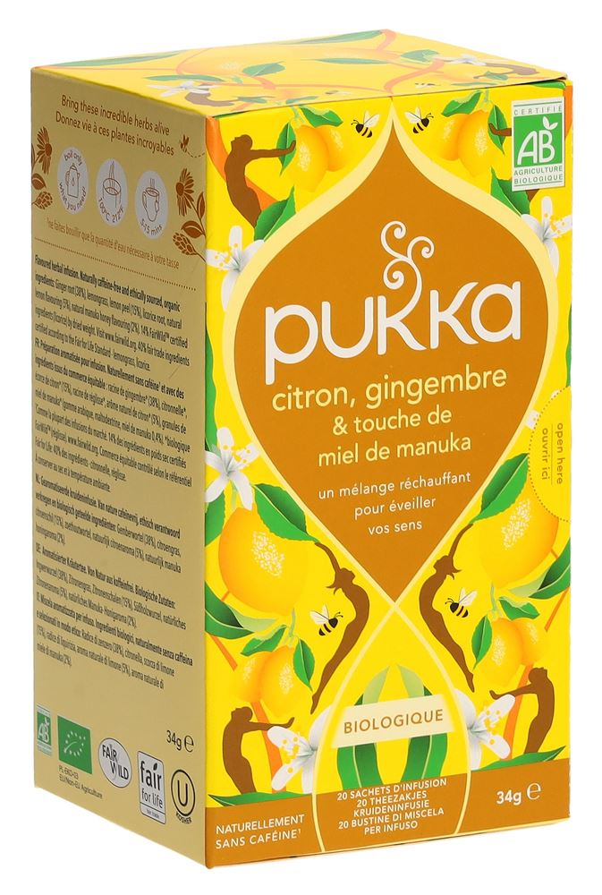 PUKKA citron gingembre & touch de miel de manuka