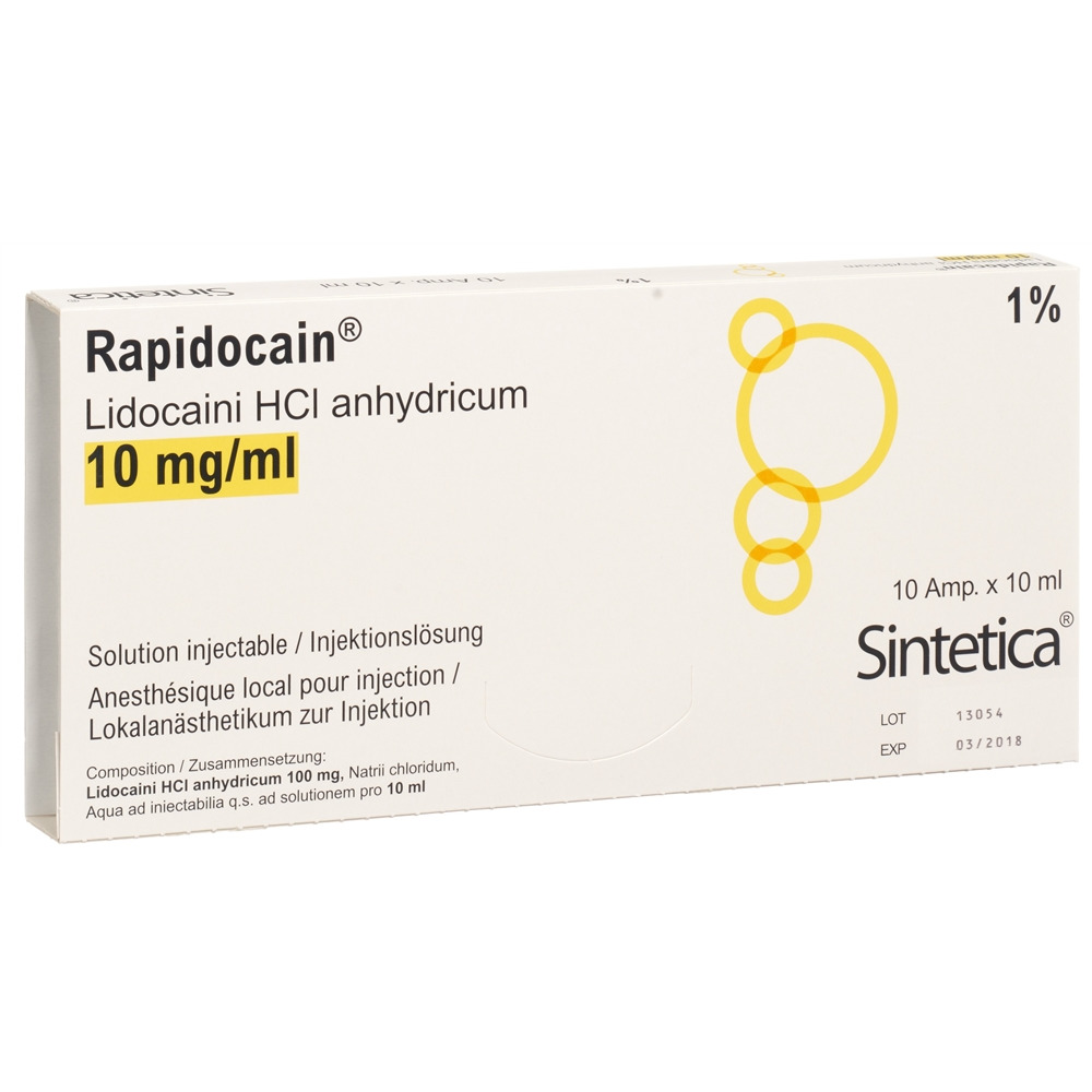 RAPIDOCAIN Inj Lös 100 mg/10ml ohne Konservierungsmittel Amp 10 ml, Hauptbild