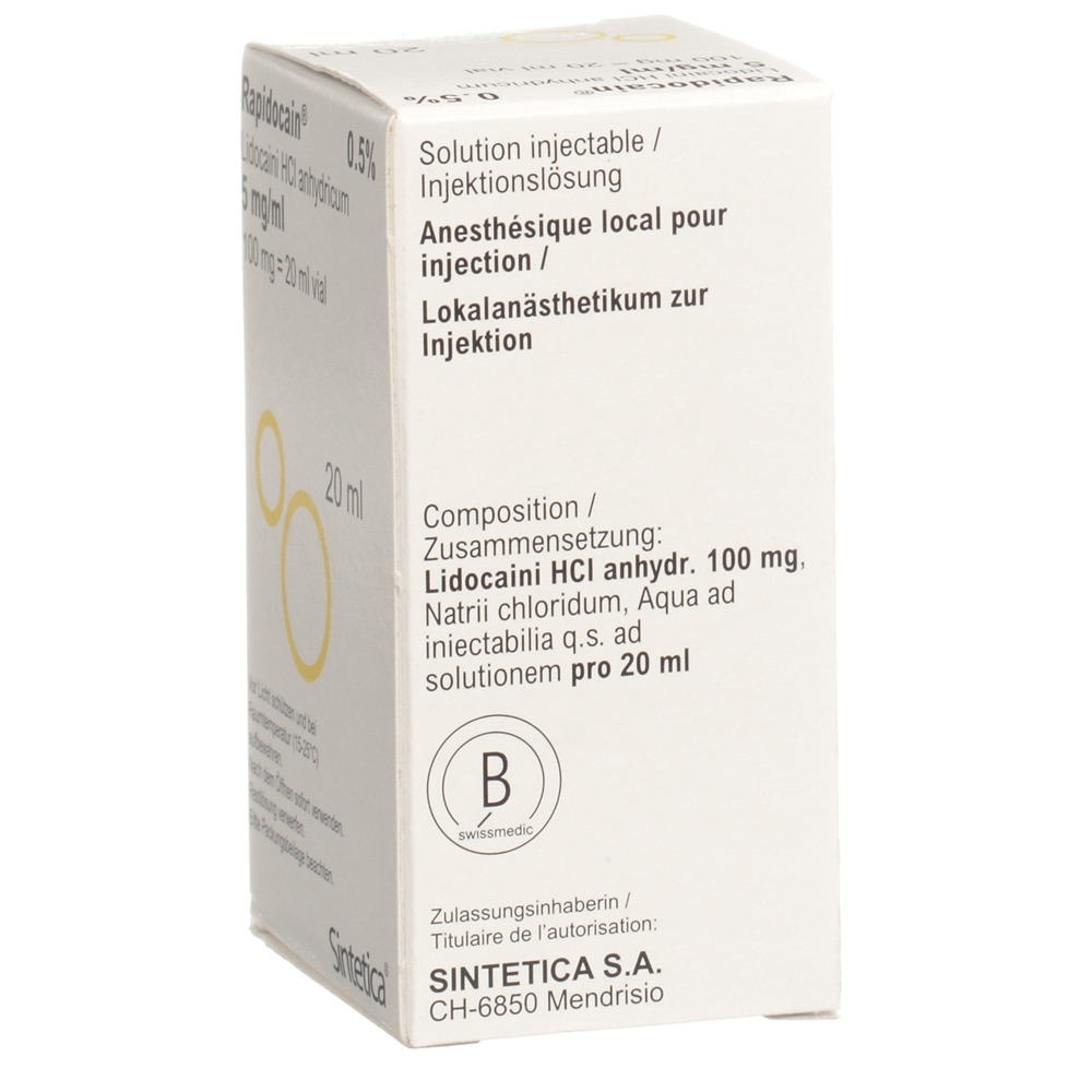 RAPIDOCAIN Inj Lös 100 mg/20ml ohne Konservierungsmittel Vial 20 ml, Bild 2 von 2