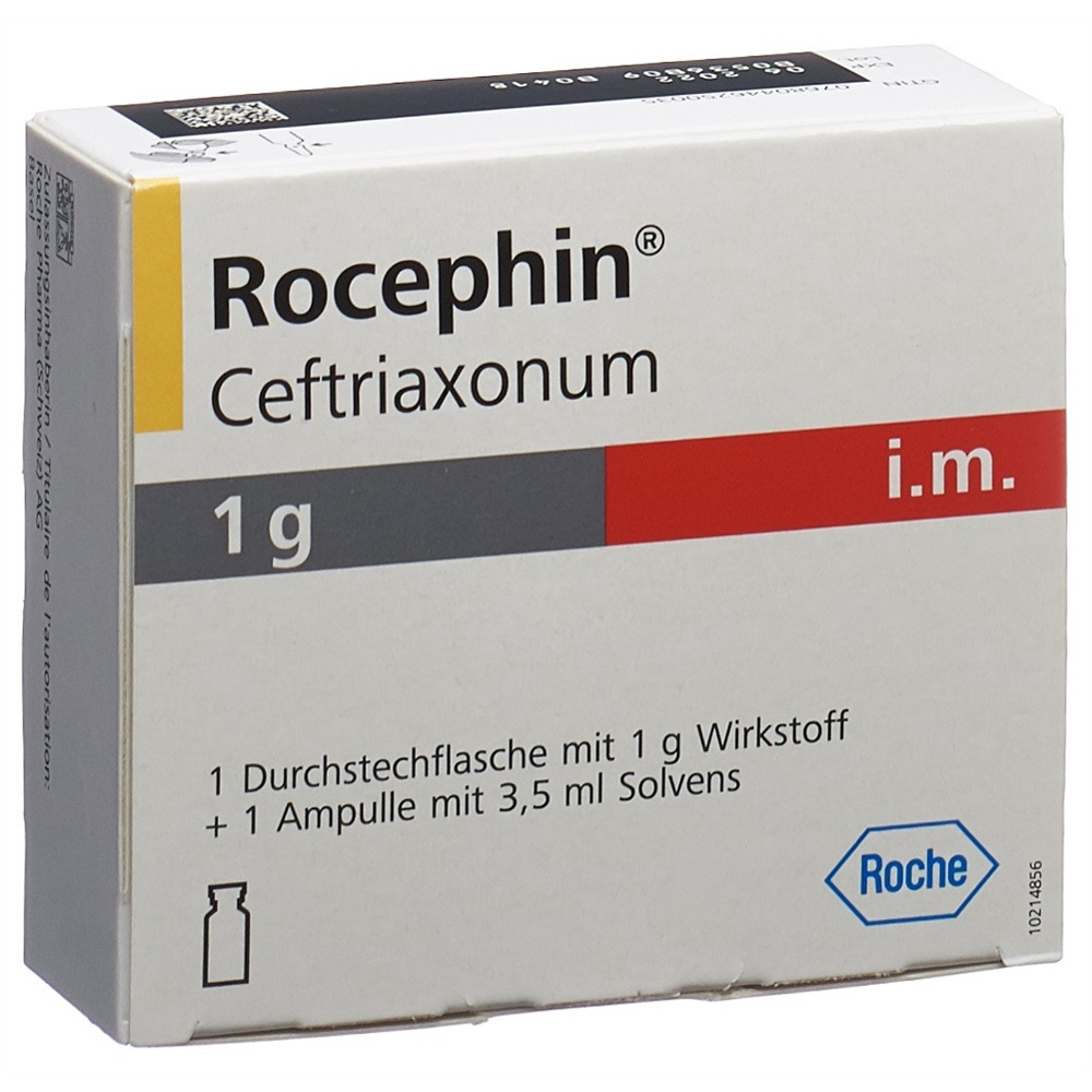 ROCEPHIN subst sèche 1 g i.m. avec lidocaïne flac 1 pce, image principale