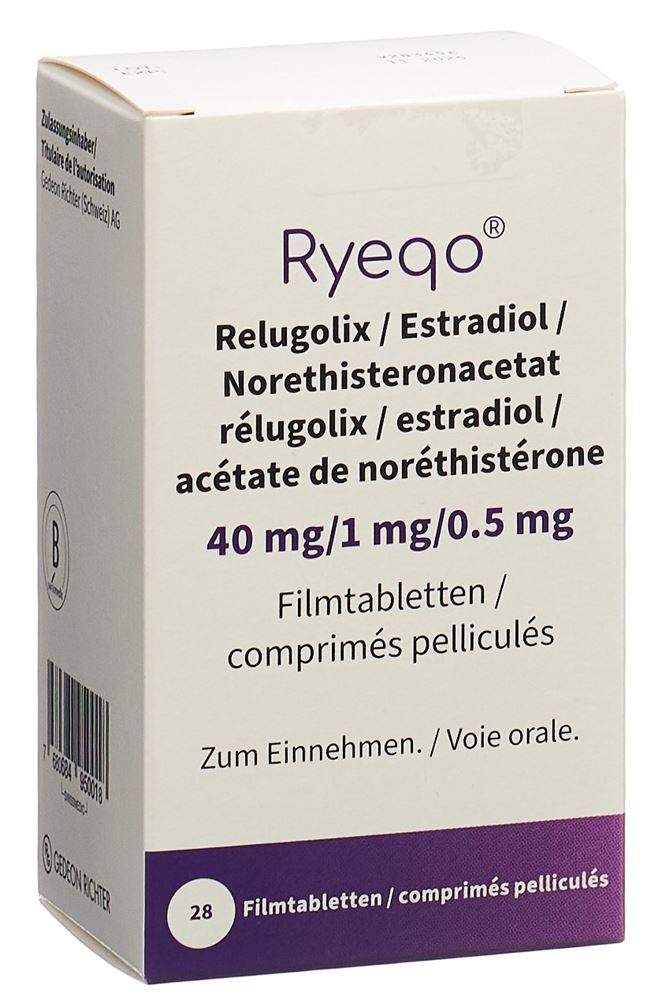 Ryeqo cpr pell 40 mg/1 mg/0.5 mg blist 28 pce, image principale