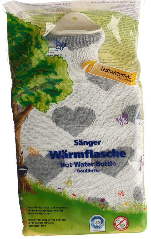 SAENGER Wärmflasche aus Naturkautschuk mit Strickbezug