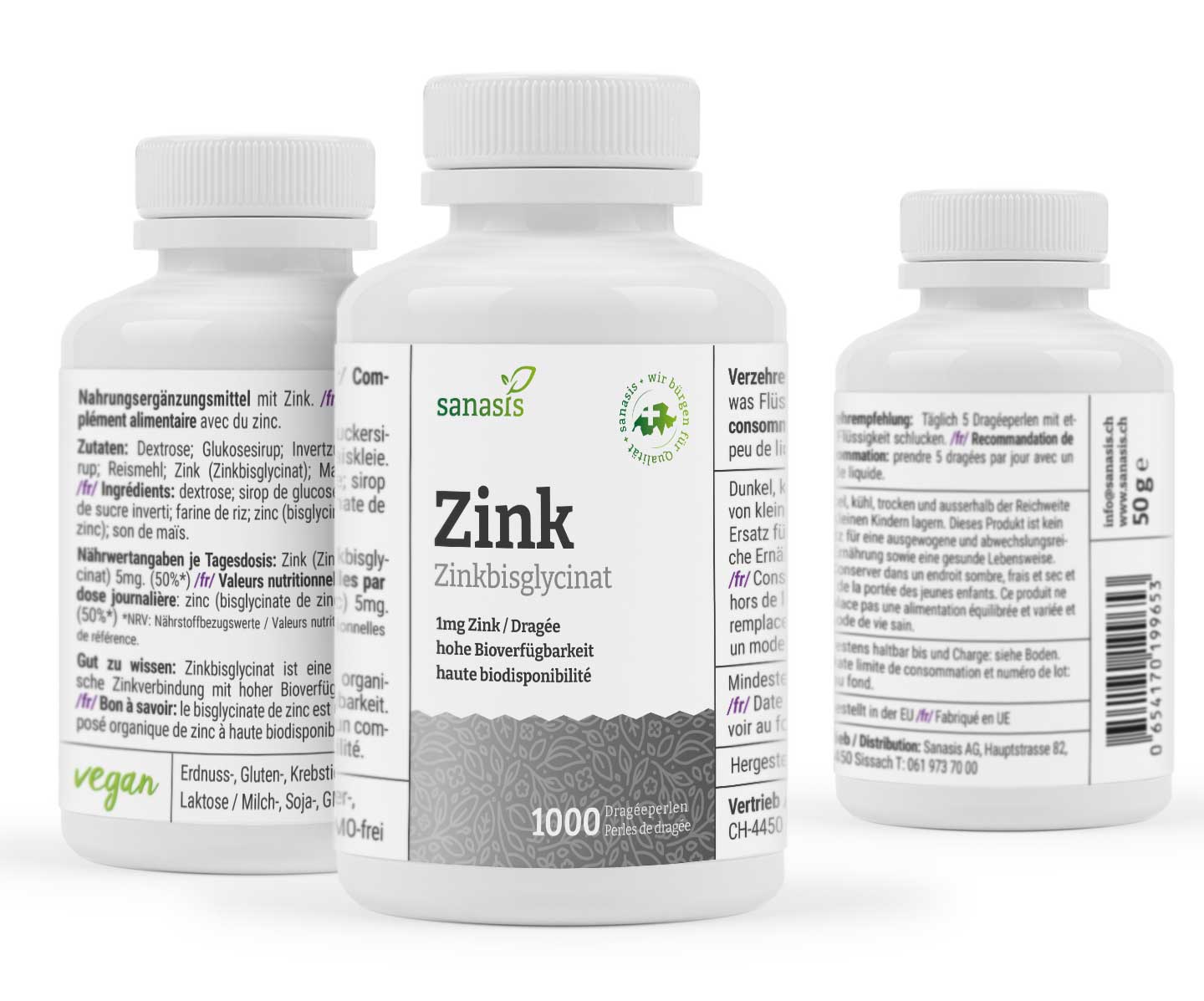 SANASIS Zinc (bisglycinat de zinc) perles de dragée, image 2 sur 2