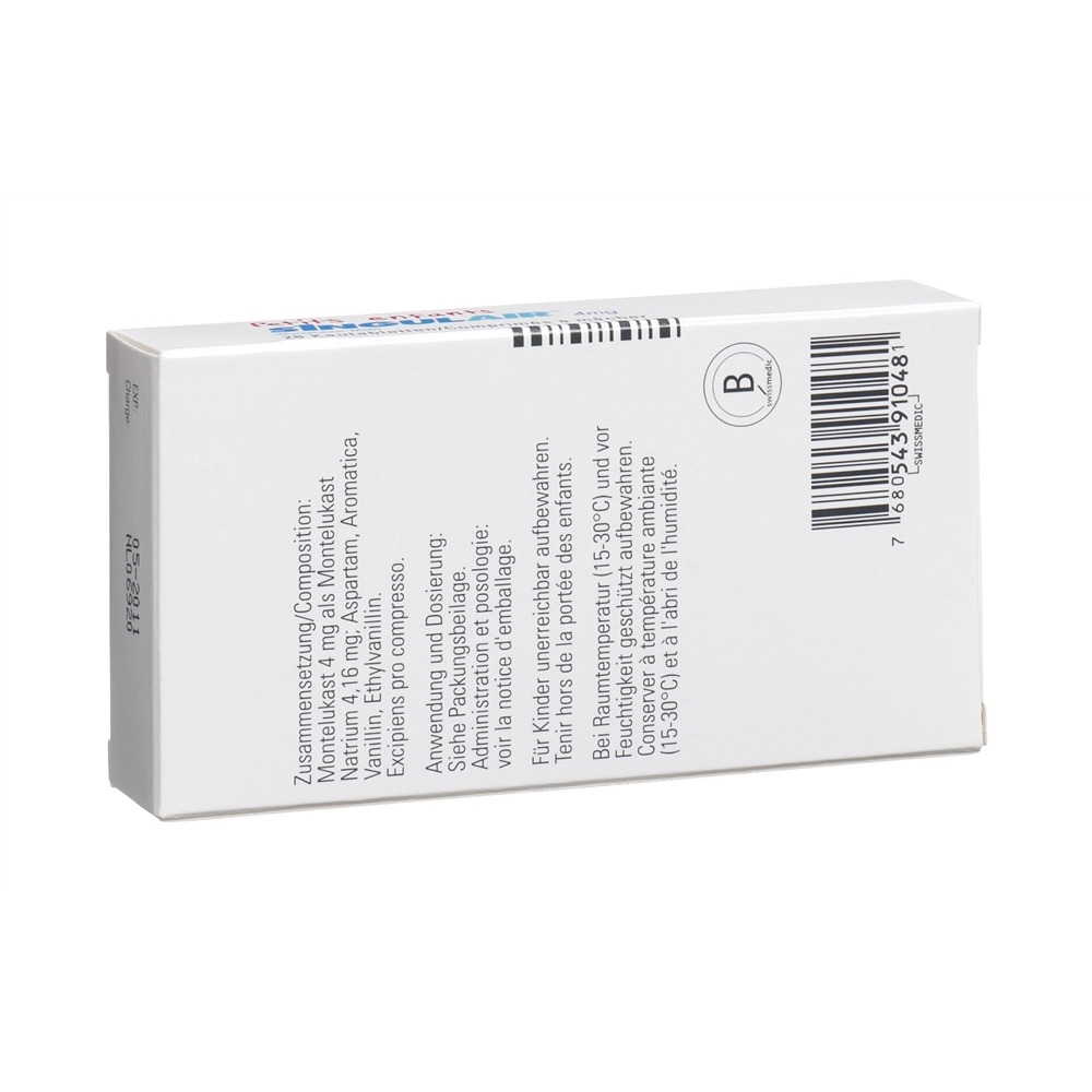 SINGULAIR Kautabl 4 mg Kleink Blist 28 Stk, Bild 2 von 2