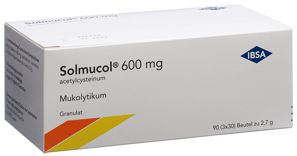 SOLMUCOL gran 600 mg sans sucre sach 90 pce