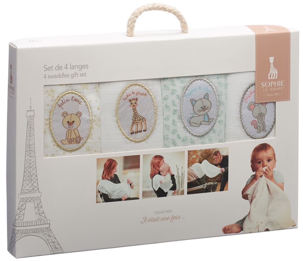 SOPHIE LA GIRAFE set de 4 langes, image principale SOPHIE LA GIRAFE set de 4 langes, image principale