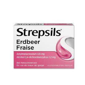 Strepsils Lutschtabl Erdbeer Blist 16 Stk, Hauptbild