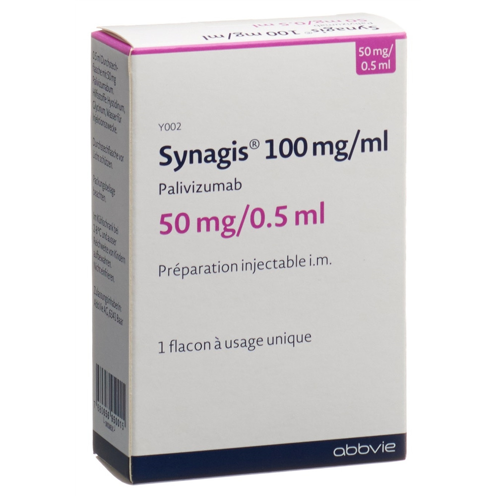 Synagis sol inj 50 mg/0.5ml flac 1 pce, image 2 sur 2