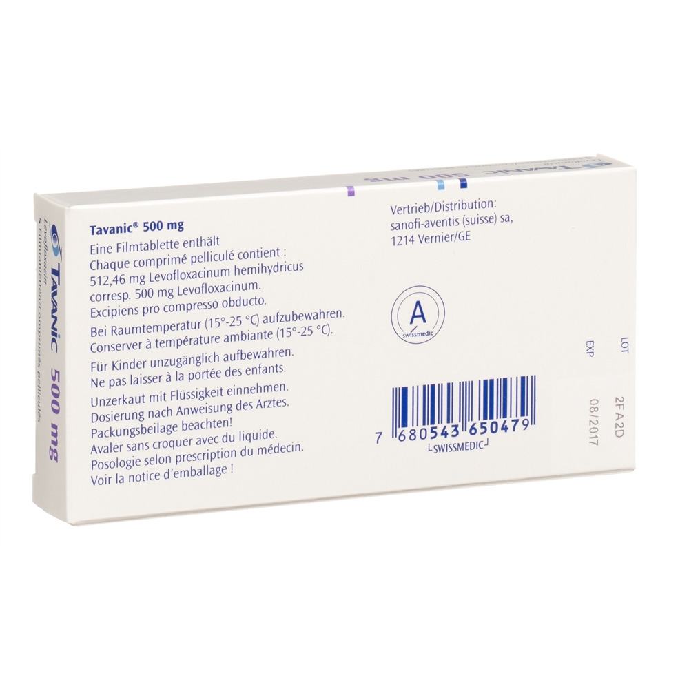 TAVANIC cpr 500 mg blist 5 pce, image 2 sur 2