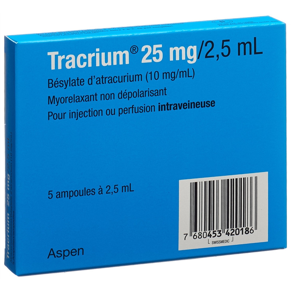 Tracrium Inj Lös 25 mg/2.5ml Amp 2.5 ml, Bild 2 von 2