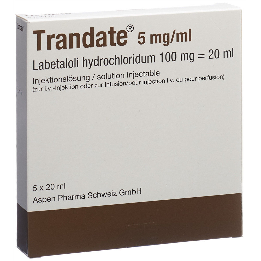 TRANDATE prép inj perf 100 mg/20ml amp 20 ml, image principale