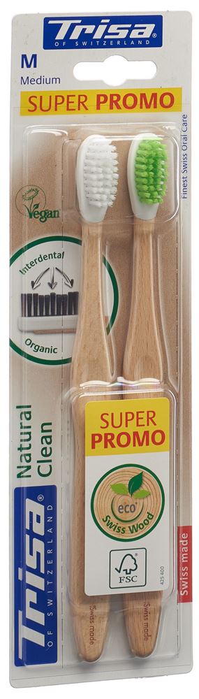 TRISA Natural Clean brosse à dents en bois