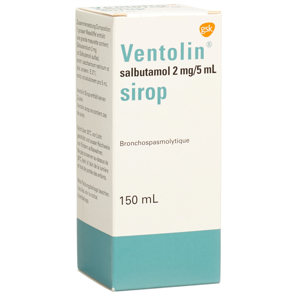 VENTOLIN sirop 2 mg/5ml sans sucre fl 150 ml, image 2 sur 2