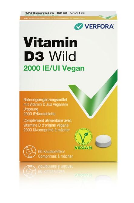 VITAMINE D3 WILD cpr croquer 2000 IE vegan 60 pce, image principale