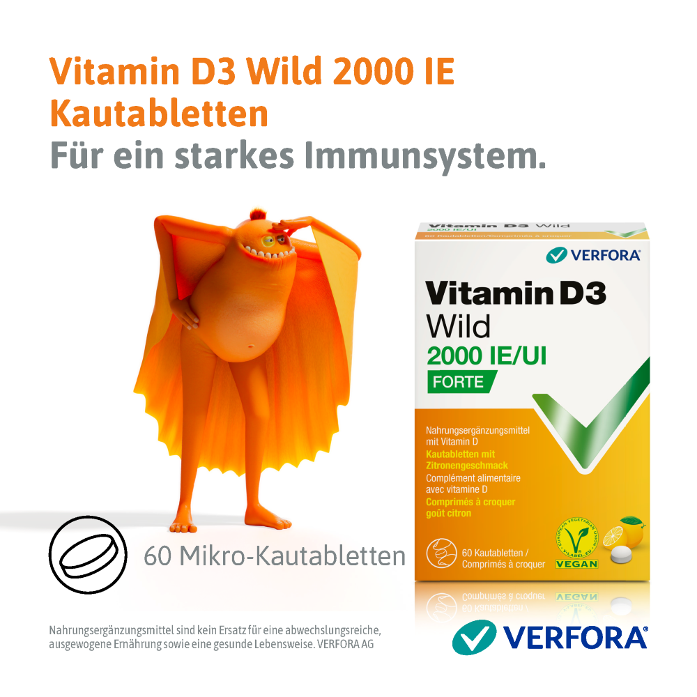 VITAMINE D3 WILD Kautabl 2000 IE vegan 60 Stk, Bild 2 von 5