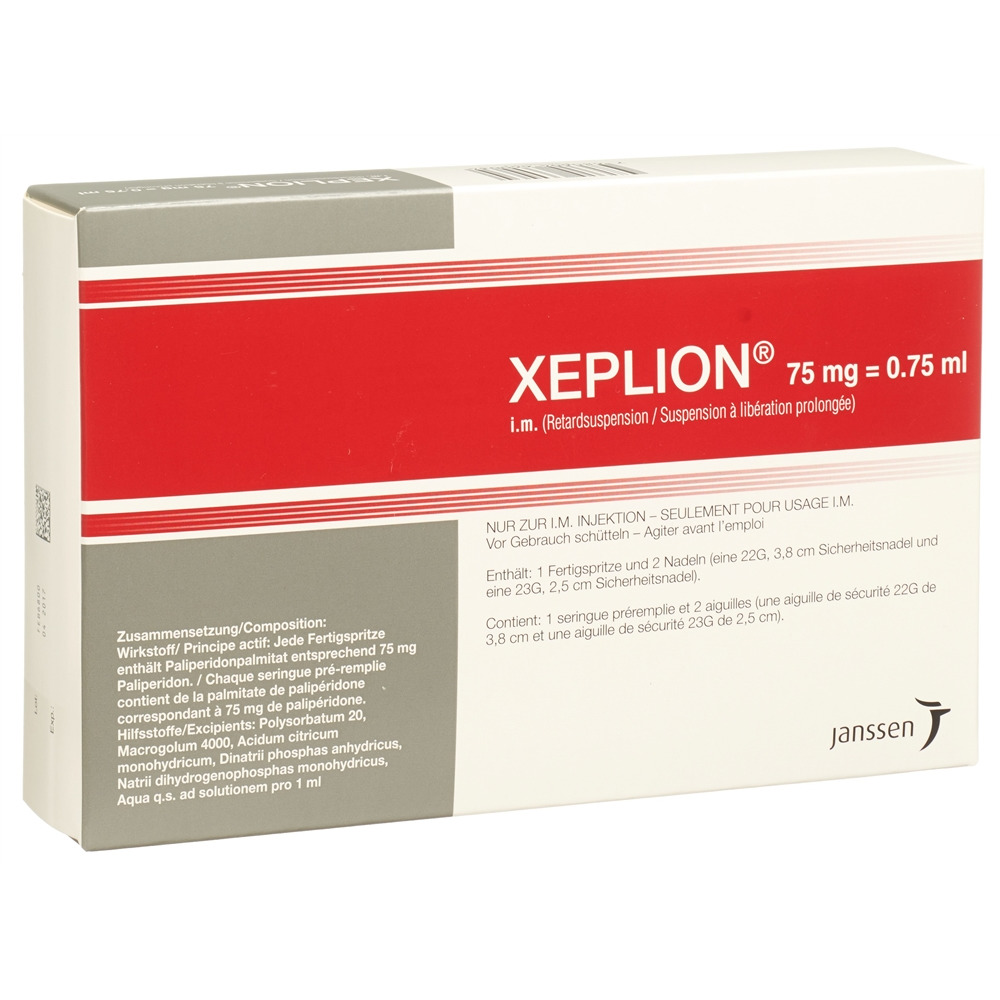 XEPLION susp inj 75 mg/0.75ml ser pré 0.75 ml, image principale